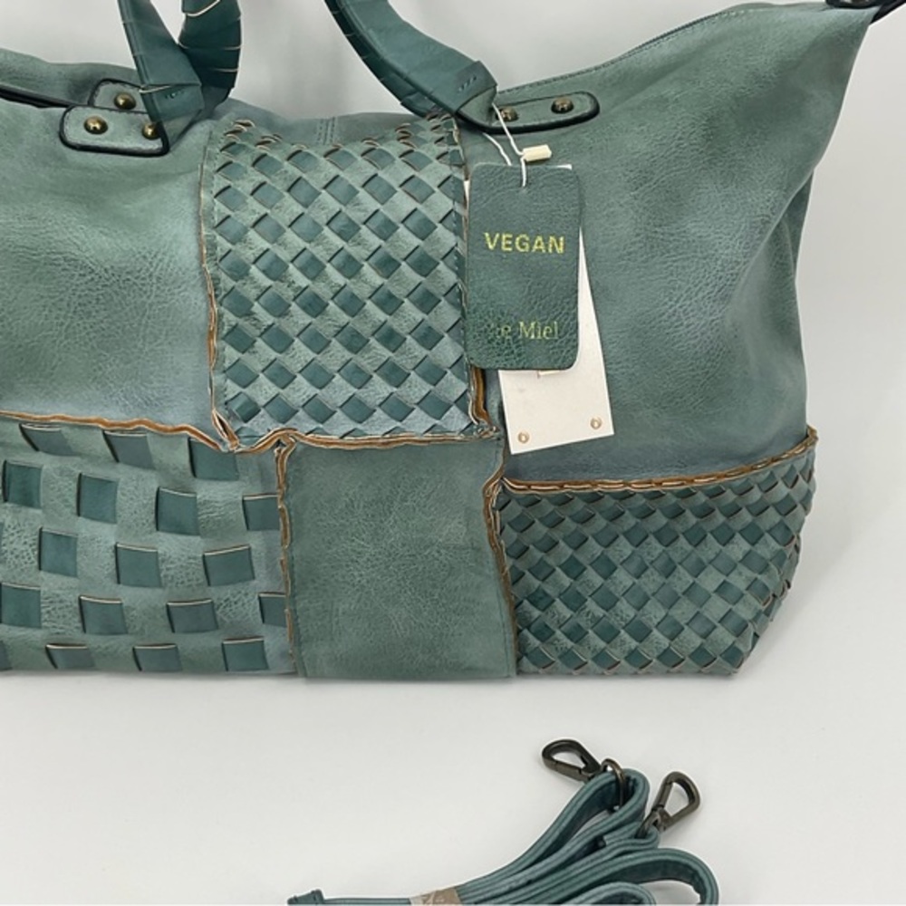 Le Miel Vegan Leather Purse NWT Aged Turquoise Color - Picture 3 of 16